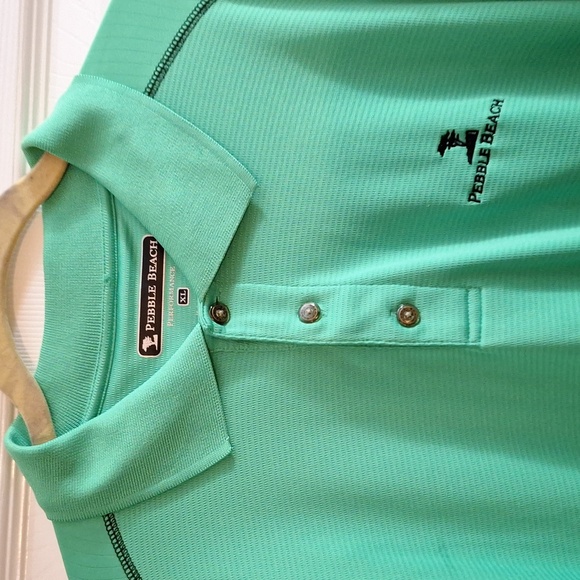 Pebble Beach performance Golf Shirt  collared  long sleeved green and blue Xlg. - Picture 5 of 8